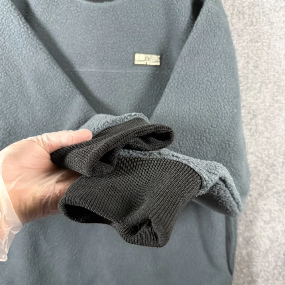 Eddie Bauer EBTEK High Pile Sherpa Fleece Crewneck Sweater Dark Gray Mens Large